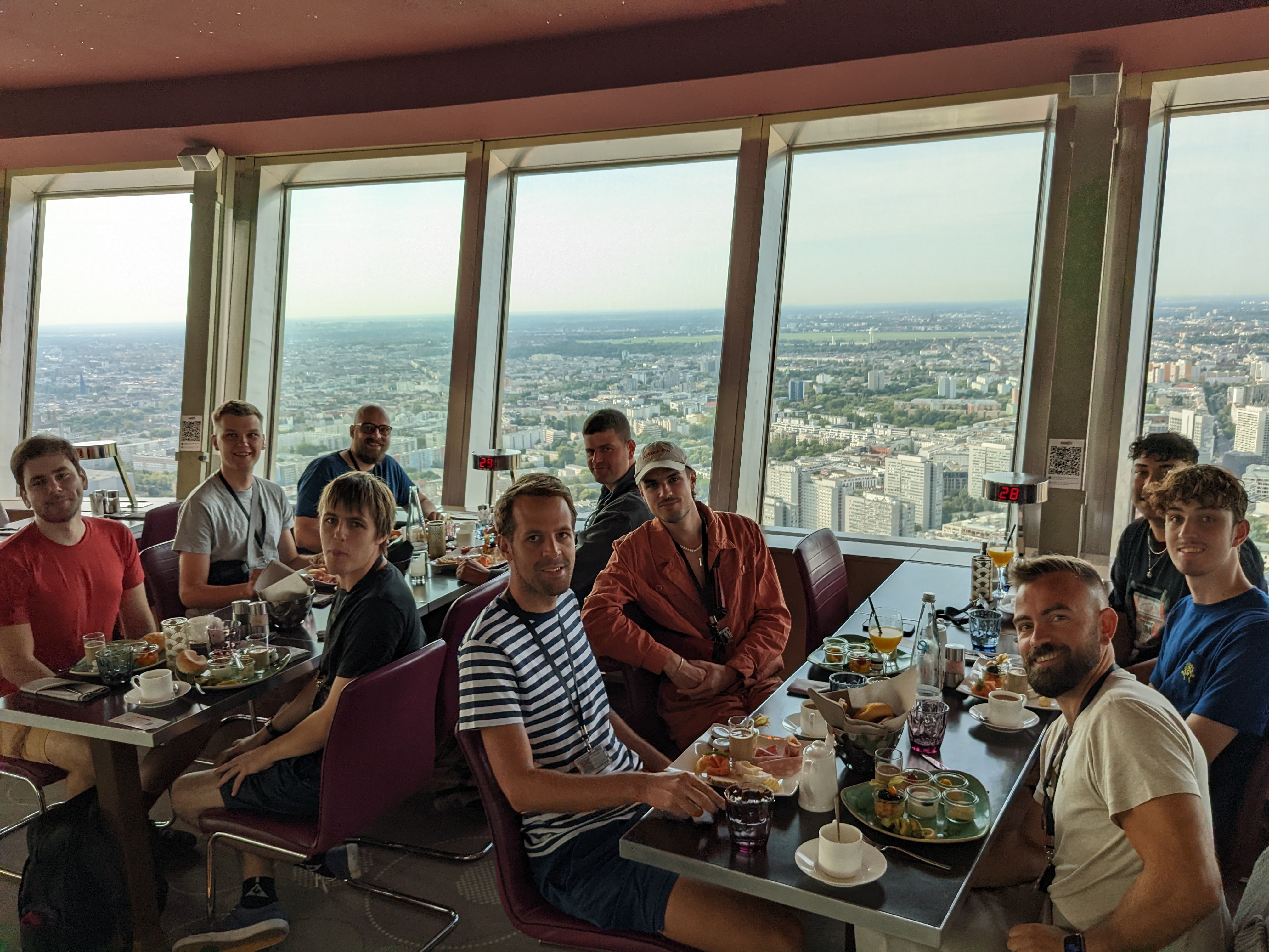 The team enjoying a breakfast at the Fernsehturm